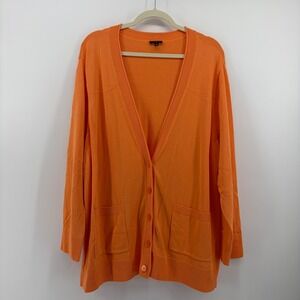 Talbots Plus Womens‎ Plus Size 3X Orange V-Neck Button Front Cardigan Sweater